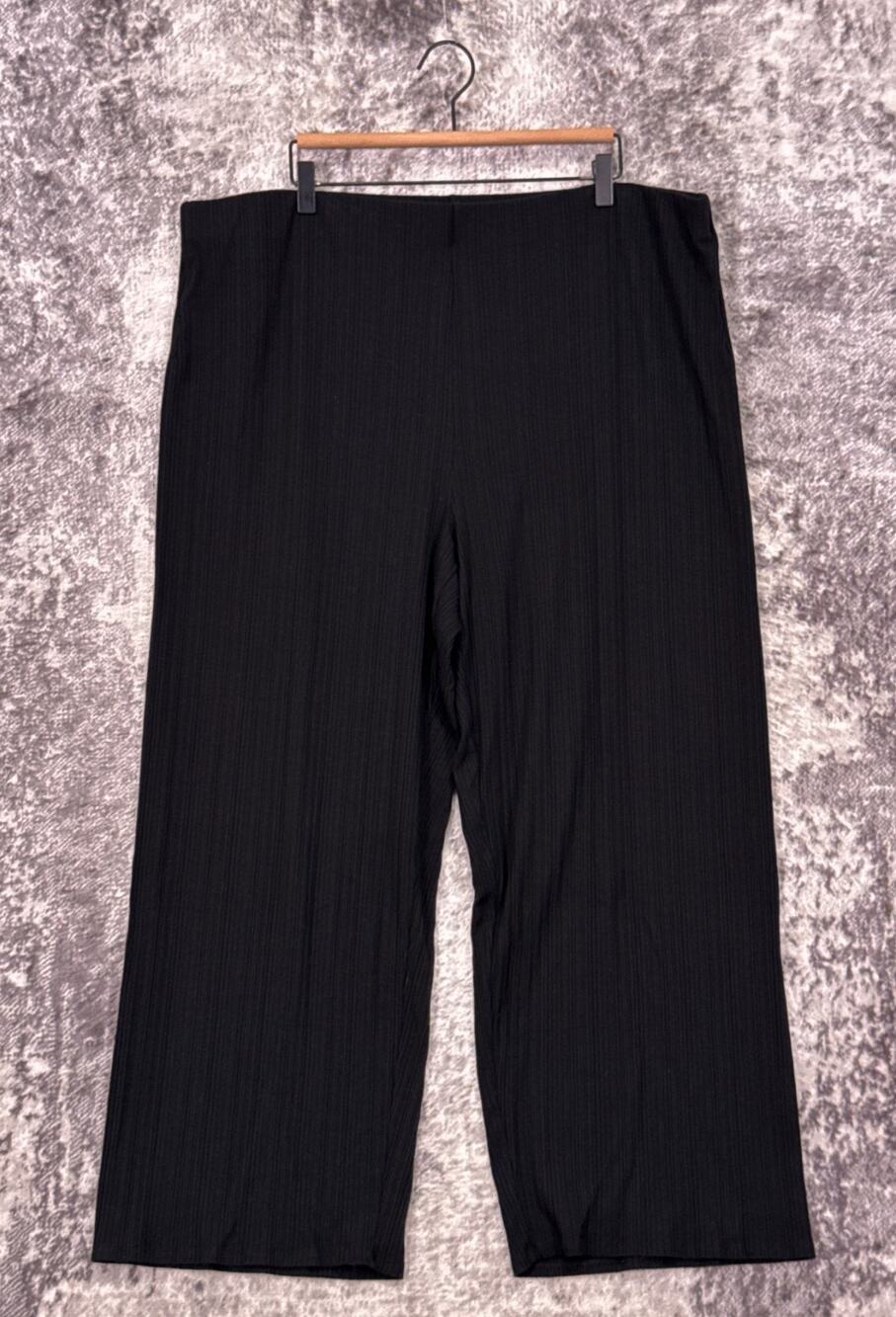 Eileen Fisher Pants 2X Womens Black Ribbed Knit Wide Leg Pull On